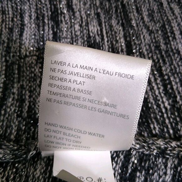 TRIBAL Cardigan Sweater Blazer B&W Marled Yarn w Silver Threads Tweed Trim M - Picture 9 of 10